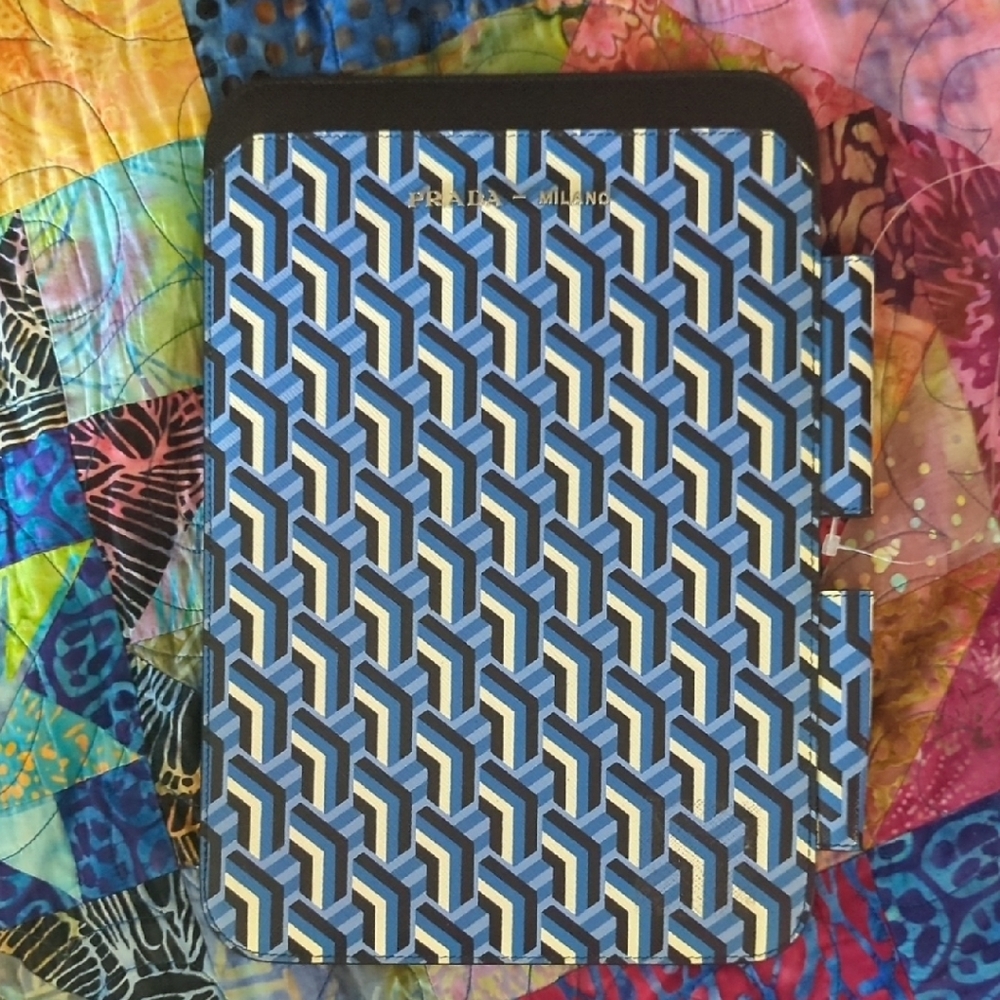 Prada Blue and Black Geometric Tablet Sleeve